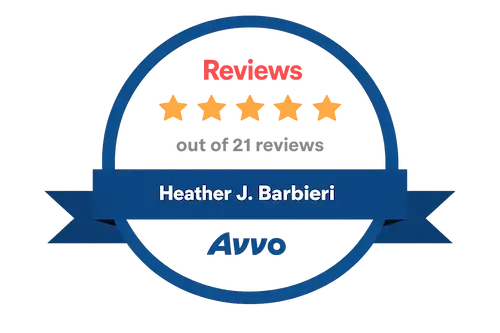 Five-star review badge with Heather J. Barbieri name