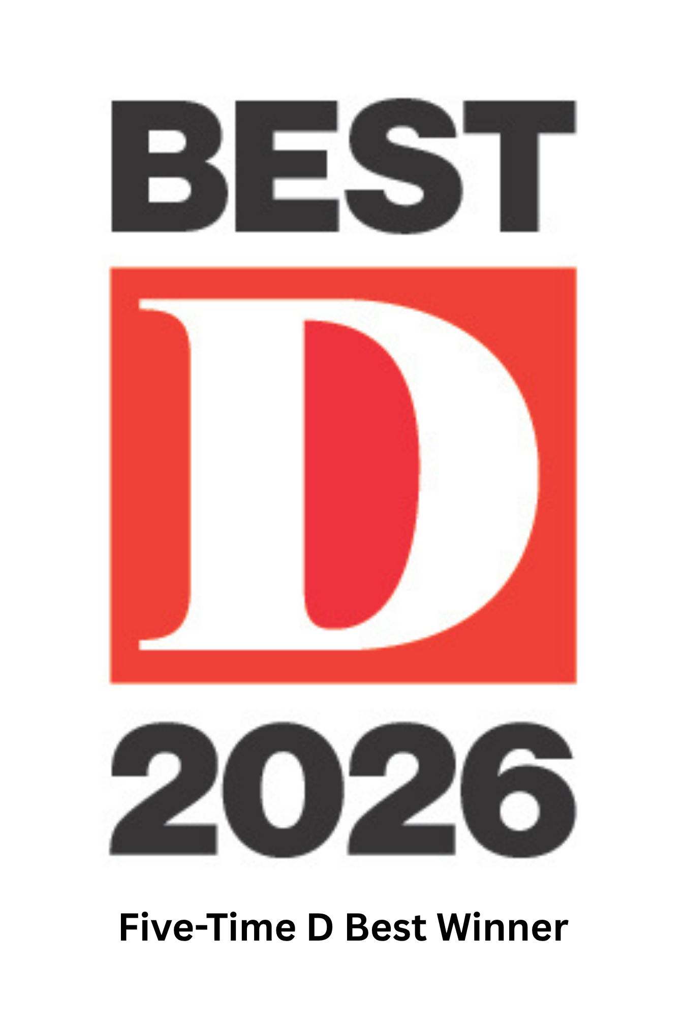 Best D 2026 Five-Time Winner badge